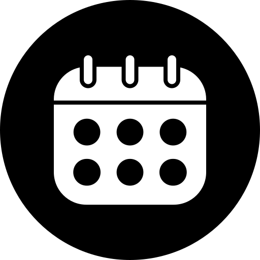 Calendar icon in a black circle