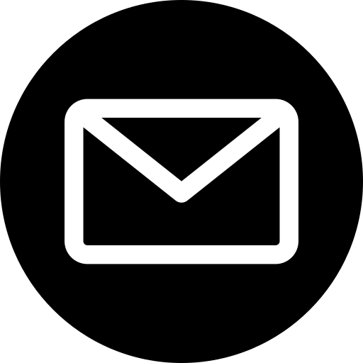White email icon on a black circle