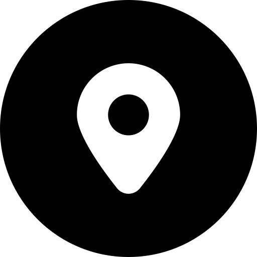 White location icon on a black circle